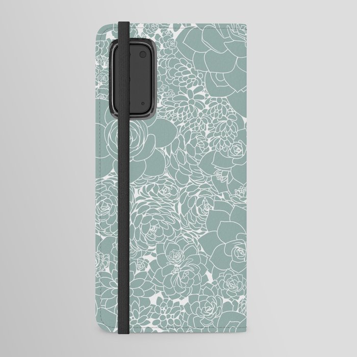 Succulent Line Drawing in Aloe Blue Android Wallet Case