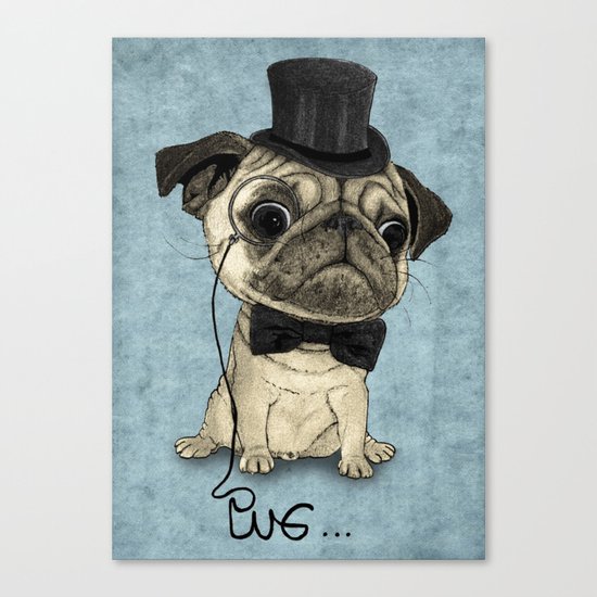 Pug; Gentle Pug (v3) Canvas Print