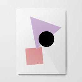 Number_04 Metal Print | Three, Square, Simple, Shapes, Black, Simplistic, Abstract, Pink, Colors, Graphicdesign 