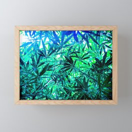 Under a Green Blanket of Cannabis Leaves Framed Mini Art Print