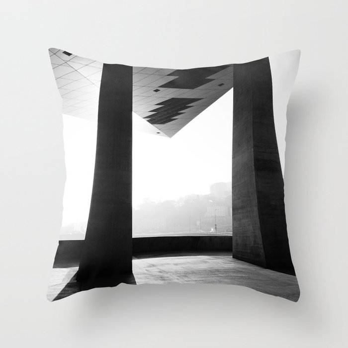 Industrial style | Giant concrete pillars holding steel structure | Confluence district, Lyon Throw Pillow