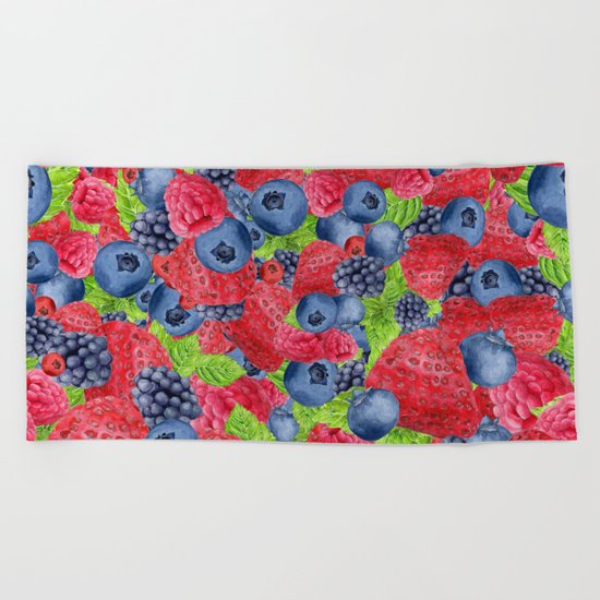 Berries Pattern 01 Beach Towel