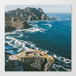 Spain Photography - Blue Ocean Waves By The Coast Canvas Print