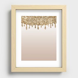 Gold Glitter Drip  Recessed Framed Print