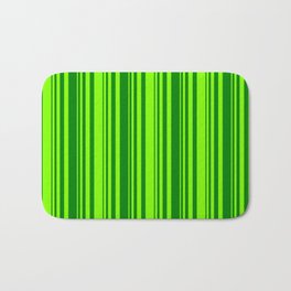 [ Thumbnail: Chartreuse & Green Colored Striped/Lined Pattern Bath Mat ]