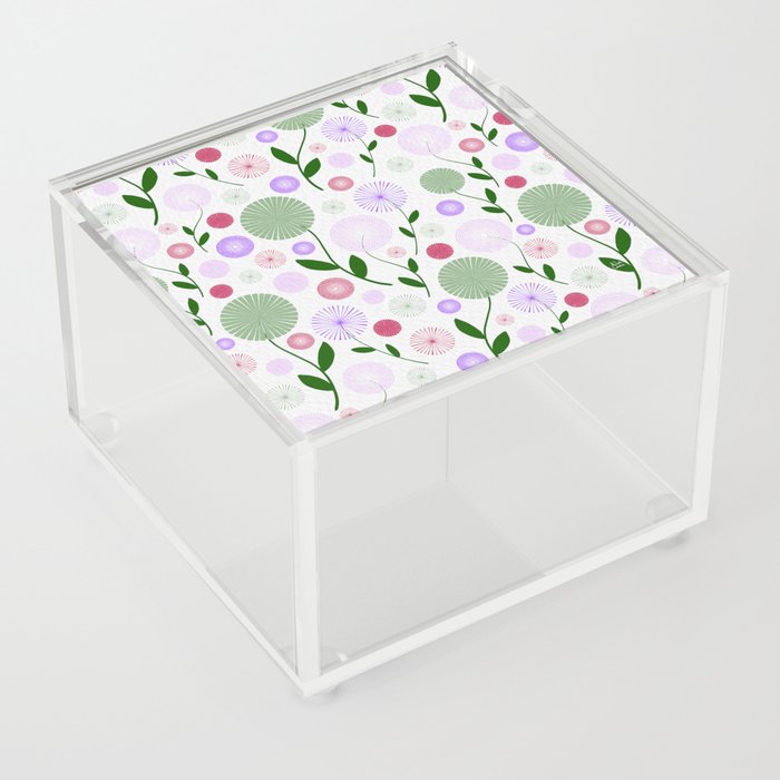 Abstract Florals - Green, Purple & Pink Acrylic Box
