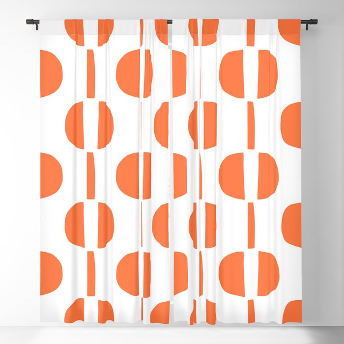 Modernist Geometric Pattern 425 Orange Blackout Curtain