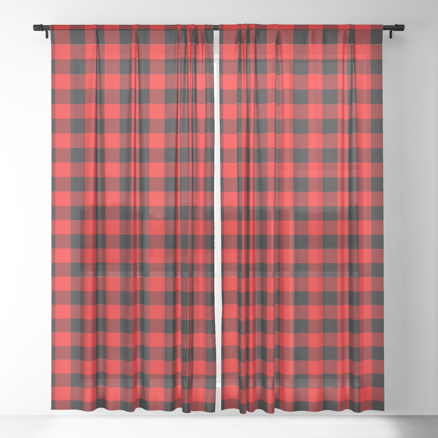 Australian Flag Red And Black Outback Check Buffalo Plaid Sheer