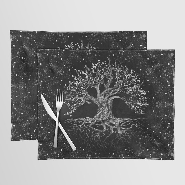 Tree of Life Drawing Black and White Placemat