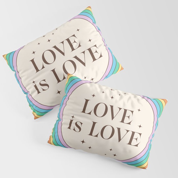 Love is Love Vintage Rainbow Beige  Pillow Sham