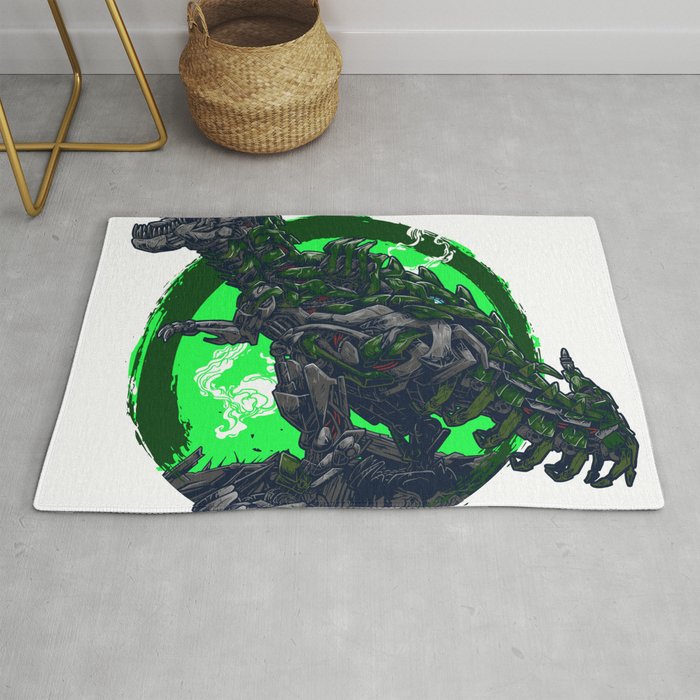 Mechagodzilla Rises - Neon Green Rug