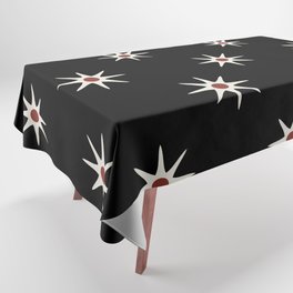 Atomic mid century retro star flower pattern in black background Tablecloth