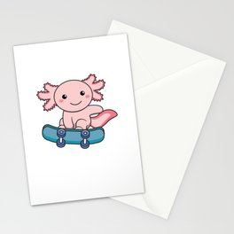 Skate A Lotl Axolotl On Skateborad Skater Axolotl Stationery Card