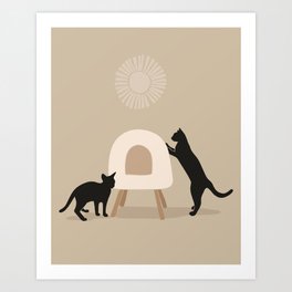 Mid Century Modern Cat Lover Art Print
