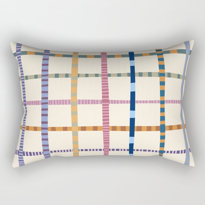 Colorful Patterned Grid Rectangular Pillow