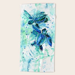 Turquoise Blue Sea Turtles in Ocean Beach Towel