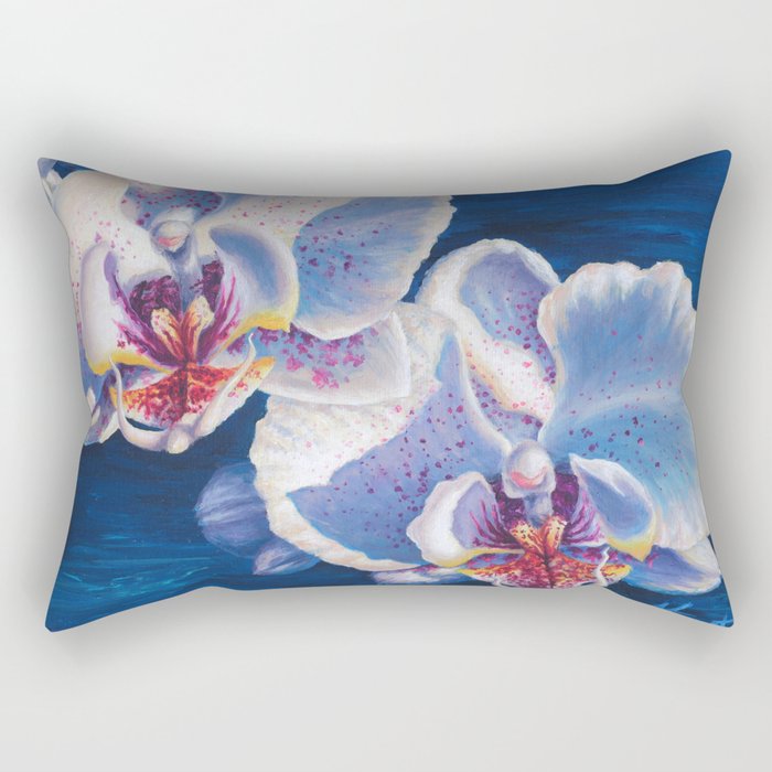 Two White Orchids Rectangular Pillow