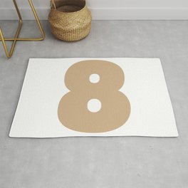 8 (Tan & White Number) Area & Throw Rug