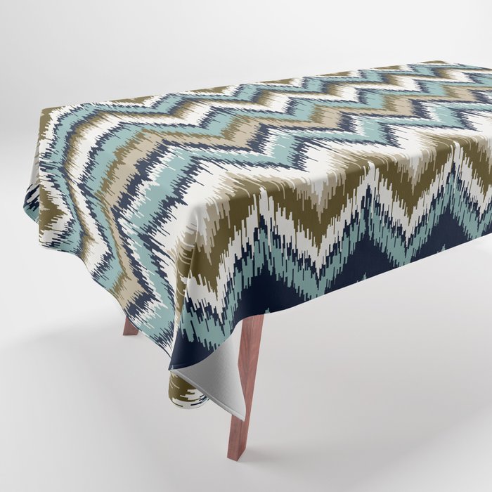 8-Bit Ikat Pattern – Blue & Tan Tablecloth