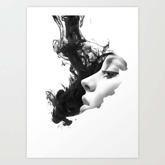 Smoke & woman Art Print