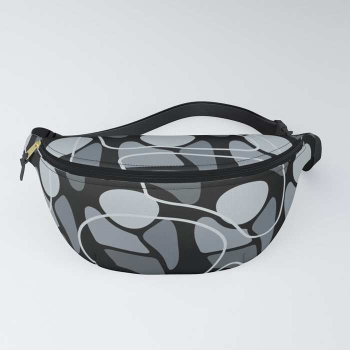 Retro Pattern Abstract Man Black Silver Fanny Pack