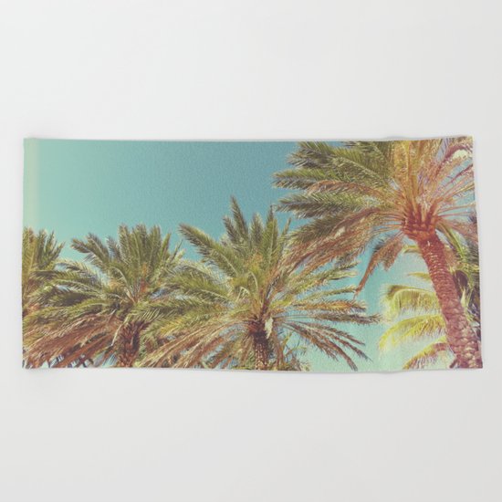 Retro Summer Palm Trees Beach Towel