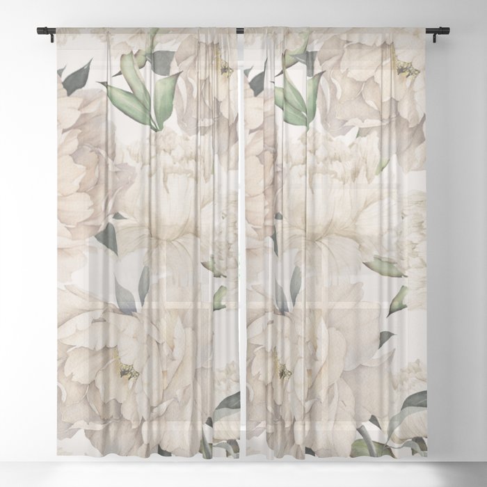 Peonies Pattern Sheer Curtain By Nadja, Patterned Sheer Curtains