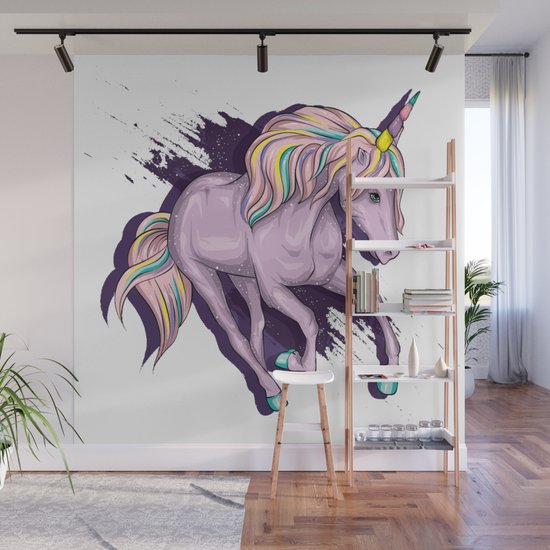Realistic Rainbow Purple Unicorn Lgbt Pride Wall Mural By