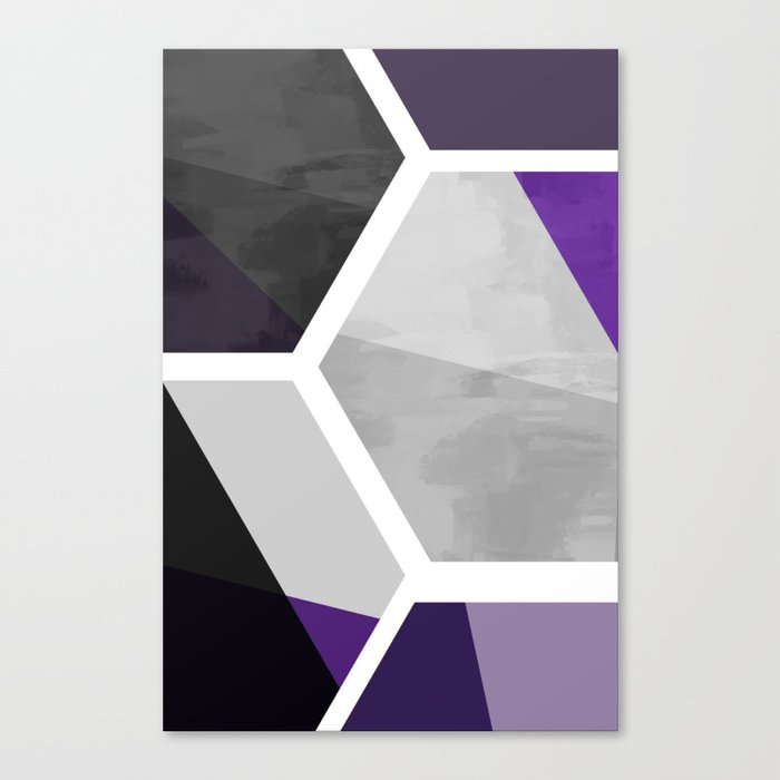 Purple Black and Gray - Geometric Composition  Canvas Print