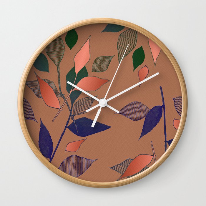 Rose Gold Jewel Tone Foliage Wall Clock