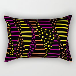 Spots and Stripes 2 - Black, Pink, Orange and Yellow Rectangular Pillow