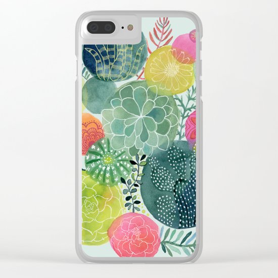 Succulent Circles Clear iPhone Case