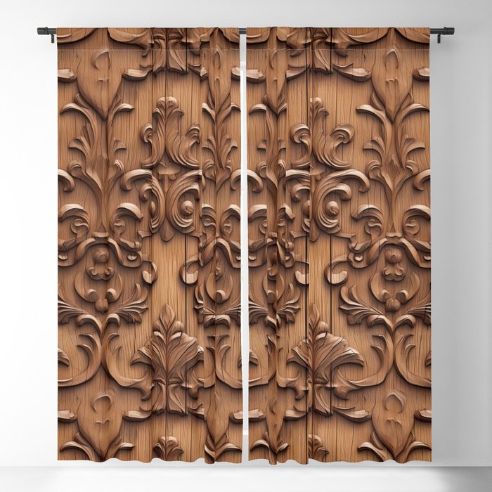 Carved Wood look 12 Blackout Curtain