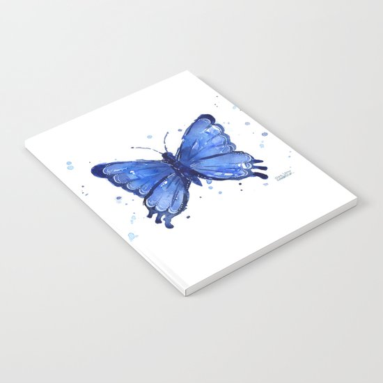Butterfly Blue Watercolor Animal Painting Notebook
