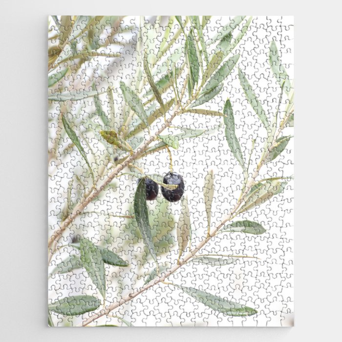 Olive Tree Branches Photo | Botanical Green Leaves in Europe Art Print | Mediterranean Soft Color Travel Photography Jigsaw Puzzle