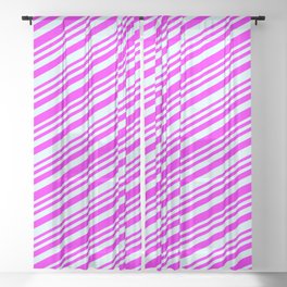 [ Thumbnail: Fuchsia & Light Cyan Colored Stripes/Lines Pattern Sheer Curtain ]