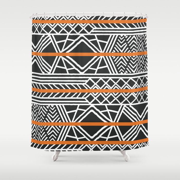 Tribal ethnic geometric pattern 022 Shower Curtain
