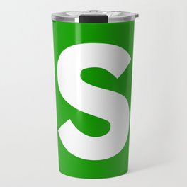 letter S (White & Green) Travel Mug