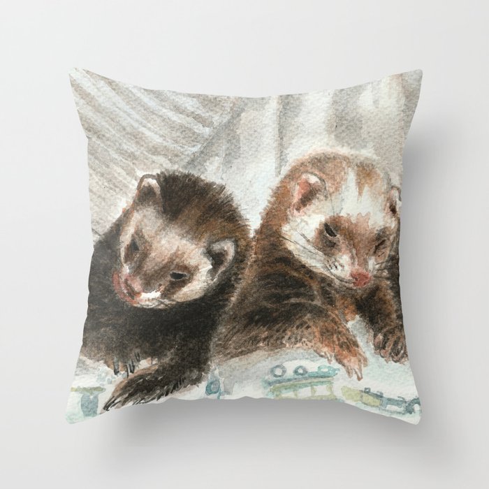 Lovely ferrets Throw Pillow