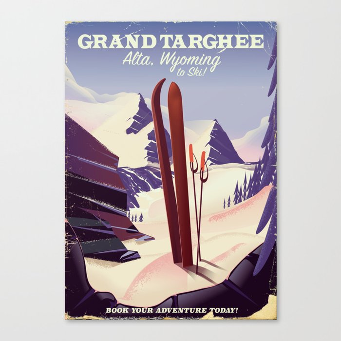 Grand Targhee, Alta, Wyoming ski poster Canvas Print