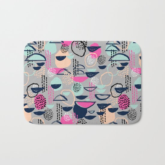 Rumba - pattern print retro cool hipster art colorful feminine shapes abstract Bath Mat