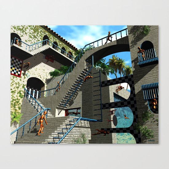 Optical Illusion - Tribute to Escher Canvas Print