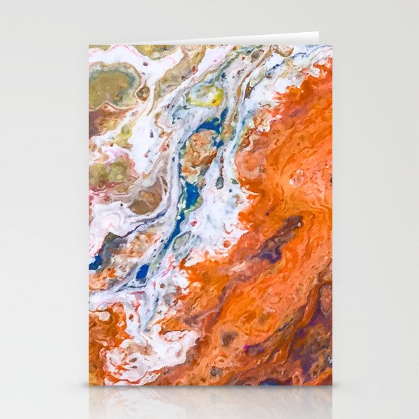 Orange Crush Acrylic Pour Painting Stationery Cards