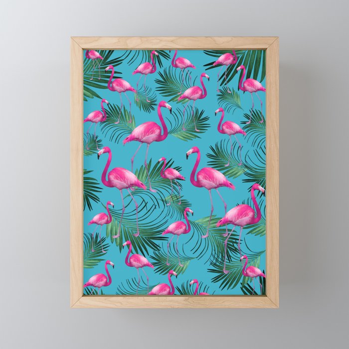 Summer Flamingo Palm Vibes #2 #tropical #decor #art #society6 Framed Mini Art Print