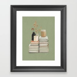 still life - books, vases and plants Framed Art Print