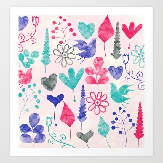 Watercolor Botanical Garden V Art Print