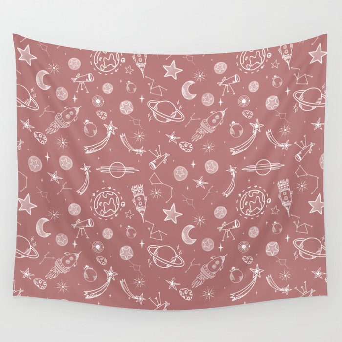 space voyage rose Wall Tapestry