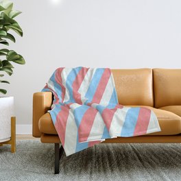 [ Thumbnail: Light Sky Blue, Light Coral, and Mint Cream Colored Lined Pattern Throw Blanket ]