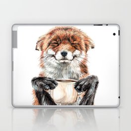 " Morning fox " Red fox with her morning coffee Laptop & iPad Skin