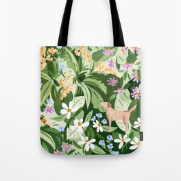 Dog and Wildflowers Tote Bag